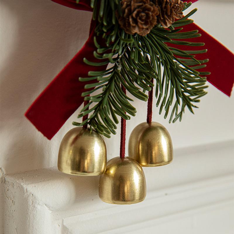 Christmas pendant small bell velvet bow Christmas tree pine cone scene decoration supplies decorative small pendant
