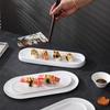 Japanese White Rectangular Ceramic Plate for Sushi or Desserts