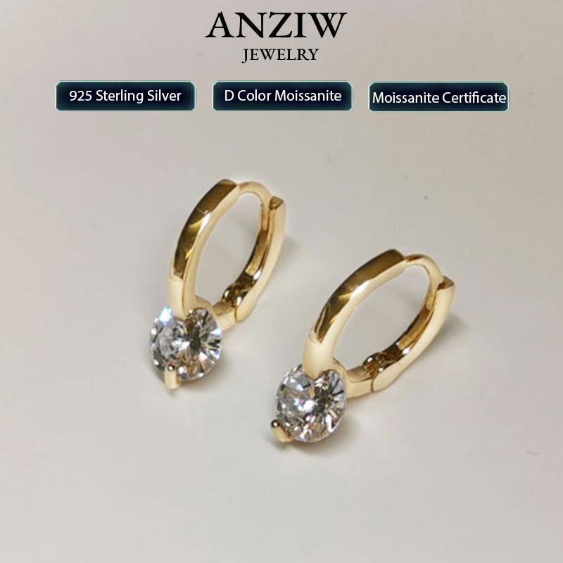 Solitaire 1ct D Moissanite Earrings for Women Diamond Silver Hoop Earrings 925 Drop Earrings Girls 14k Gold Plated