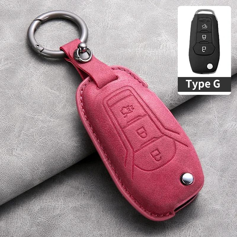 Leather 3 Buttons Car Flip Key Case Cover for Ford Figo 2017 Mondeo 5 Ecosport Puma 2020 Fiesta Mk8 Everest Ranger Protector Fob