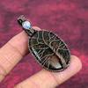 Tree Of Life Spessartine Garnet In Limestone Pendant Copper Wire Wrapped Pendant