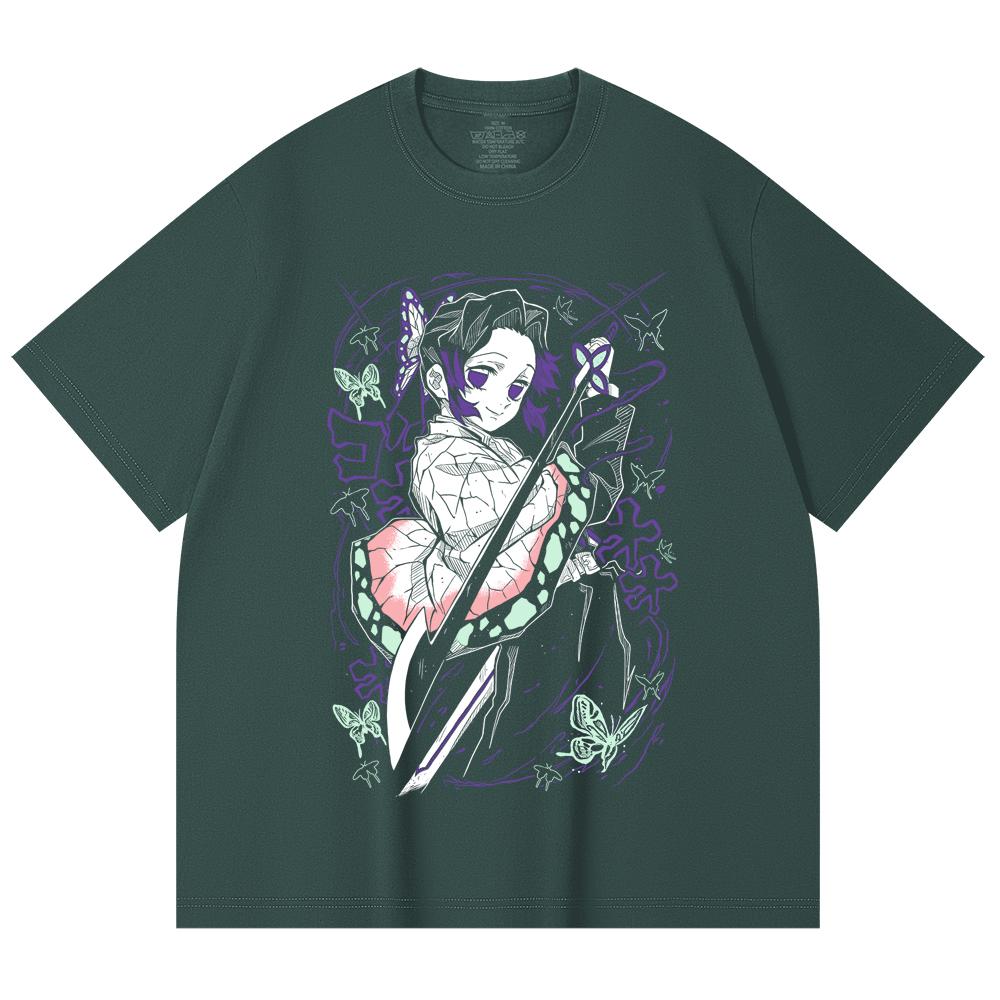 230 Gsm 100% Cotton Demon Slayer V44 Shibobu Print Unisex Heavy Cotton T Shirt