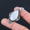 Sterling Silver Rainbow Moonstone Gemstone Ethnic Anniversary Pendant Jewelry