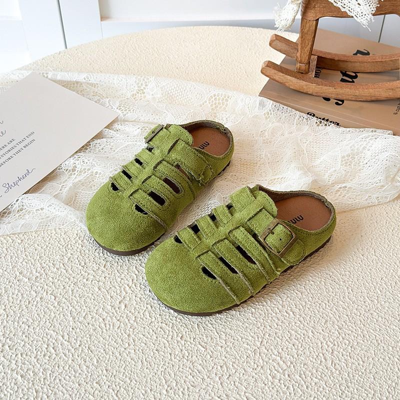 Kids Open-Toe Slip-On Sandals Boys Girls TPR Sole Breathable PU Upper Non-Slip Casual Footwear