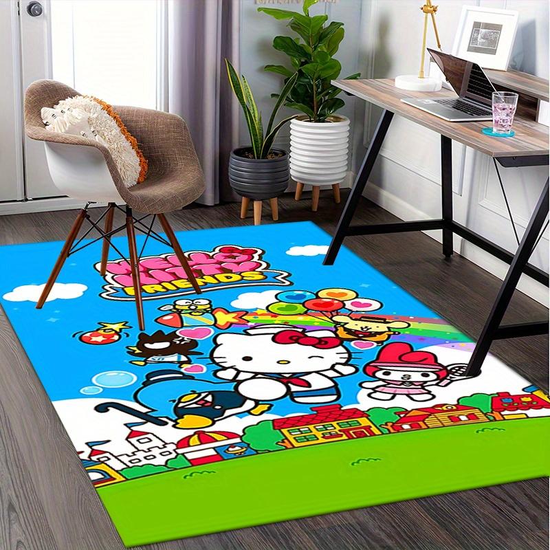 Office Rug Hello Kitty, Friends Anti-Slip Rug, Machine Washable for Living Room, Bedroom, Office, Multiple Sizes, Bedroom Mat, Decorative Mat, Durable