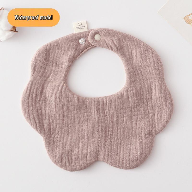 Korean-Style Solid Color Gauze Baby Petal Bib, Soft 7-Layer Waterproof, All Cotton, Class A