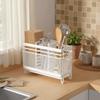 Rust Proof Chopsticks Storage Holder Wall-Mounted Space Saving Cutlery Storage Shelf with Drain Tray Spoon Drainer Basket