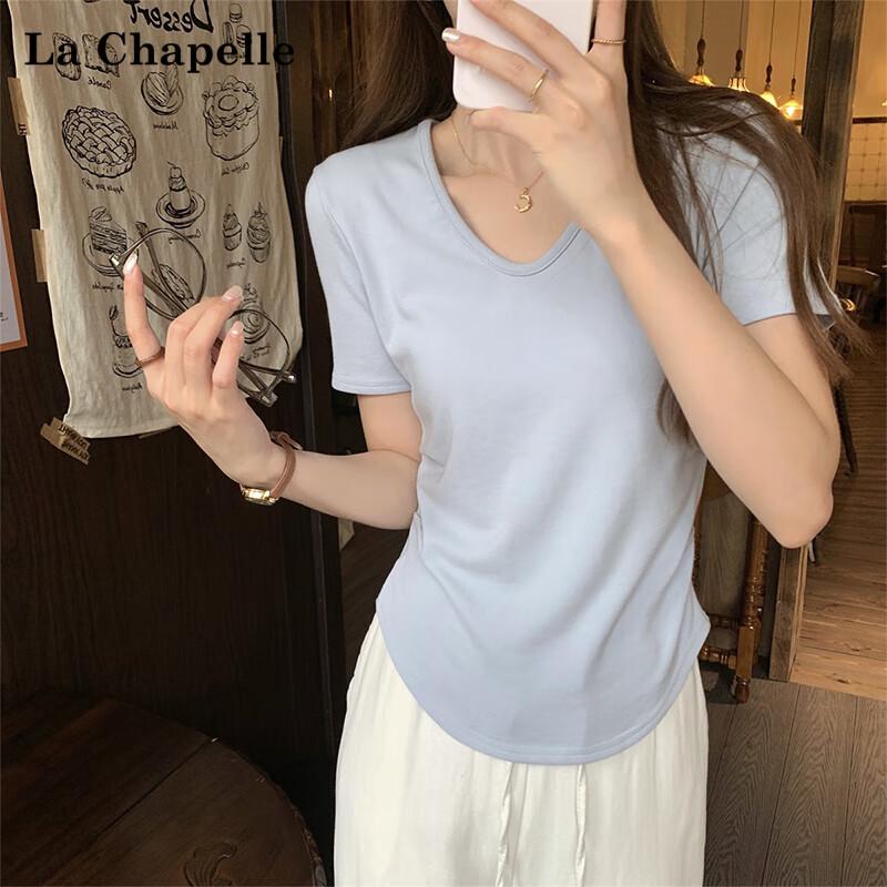 La Chapelle Women's Pleated V-Neck T-Shirt
