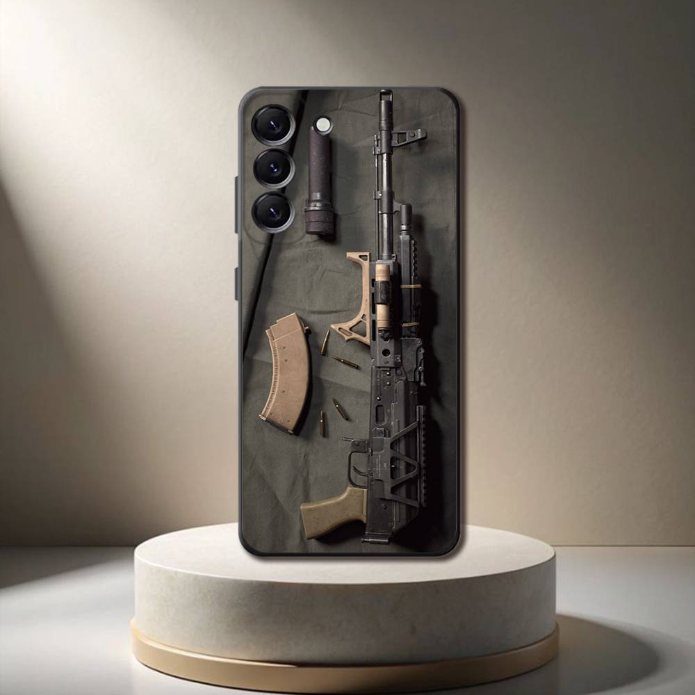 AK47 Handgun Gun BUlletss Phone Case For Samsung Galaxy A 73,72,51,53,52,71,22,5G,Note,J7,8,9 Soft Black Cover