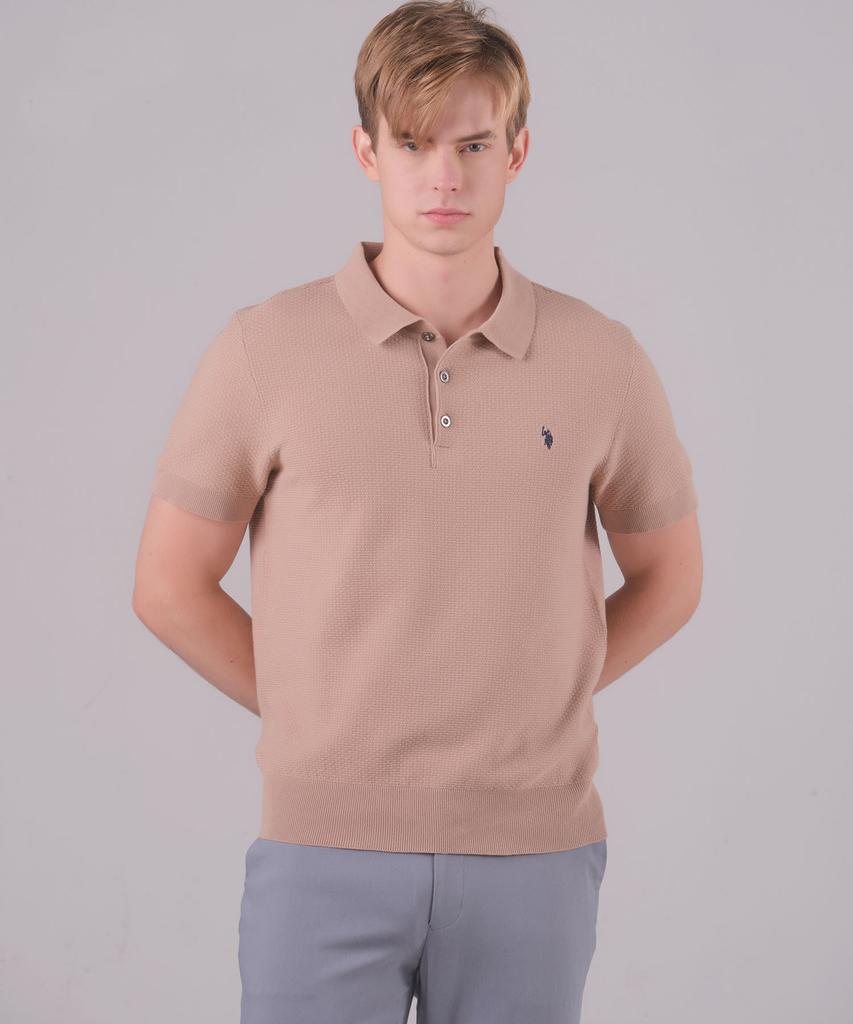 USPOLOASSN Short Sleeve Collared Knit_Beige