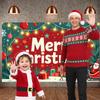 Winter Holiday Banner Santa Claus Figure Christmas Party Display Christmas Banner Reindeer Design Christmas Celebration Banner