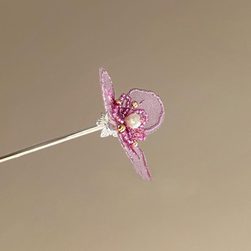 

Простая заколка для волос с цветком, жемчугом и рисовыми бусинами, новая китайская мода, аксессуары для волос, женский темперамент с высоким чувством, универсальный головной убор для женщин