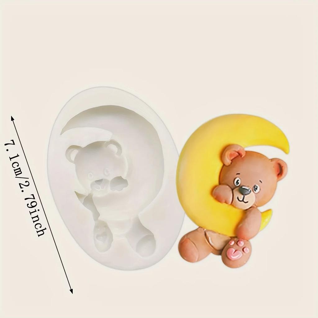 1pc-Cute Moon Bear Gummy Candle and Aromatherapy Plaster Mold - Suitable for DIY Handmade Plaster Decoration