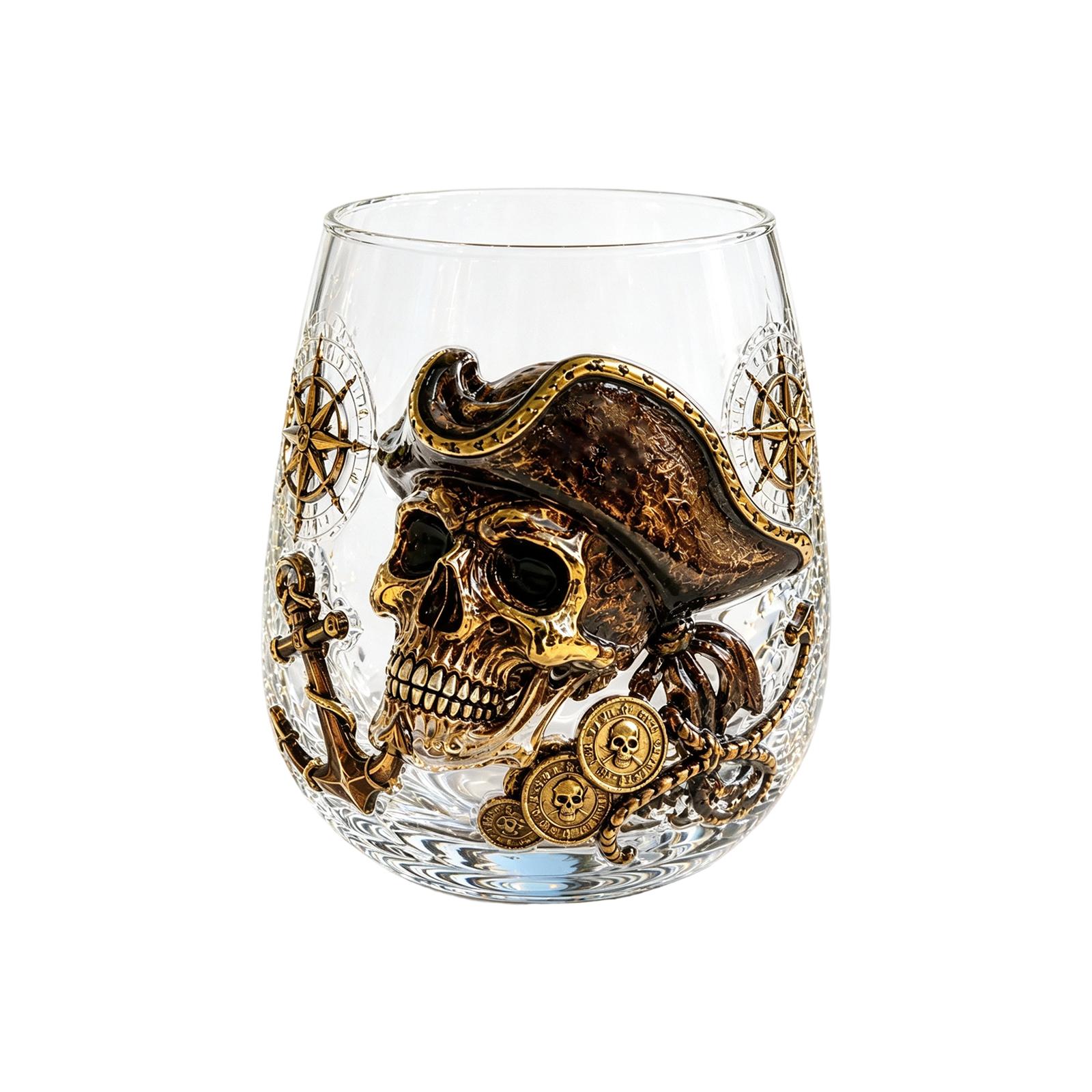 Glass Cup with Sea Flat Print Design for Cold Drinks and Beverages