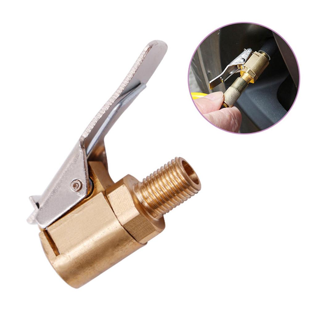 Brass Air Compressor Closed Flow Tire Heavy Duty Lock On Car Tire Inflator Pump Chuck with Clip Quick Converter for Head