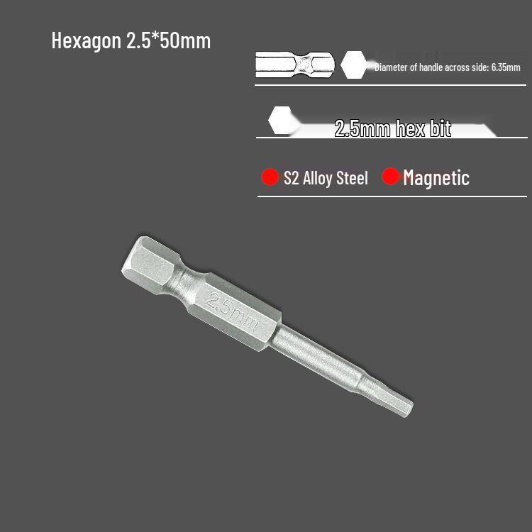 S2 Strong Magnetic Hex Socket Bit - High Strength, Shock Resistant for Hand Drills and Electric Screwdrivers