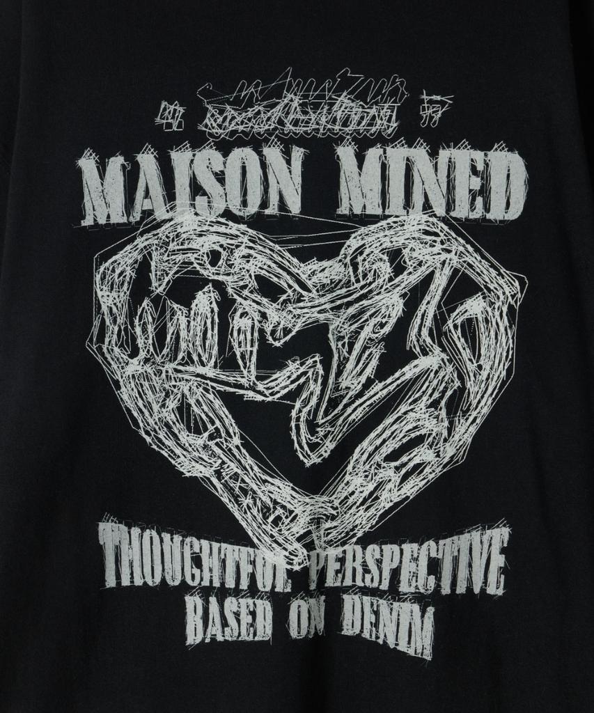 MAISON MINED Doodle Heart Long Sleeve Black