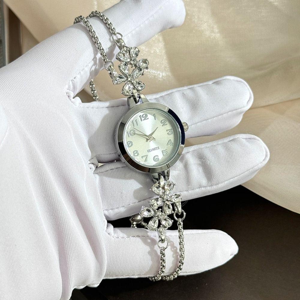 Elegante Damenarmbanduhr Blume Quarz-Armbanduhr Strass-Quarz-Uhr Business-Anlass