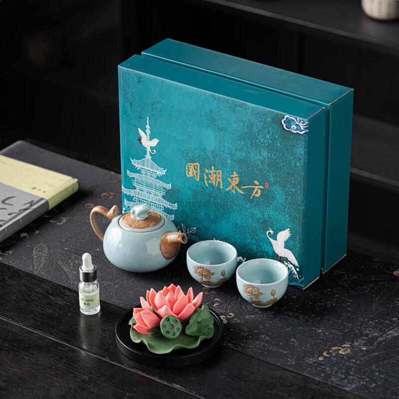 

Lotus Ceramic Tea & Aroma Gift Set