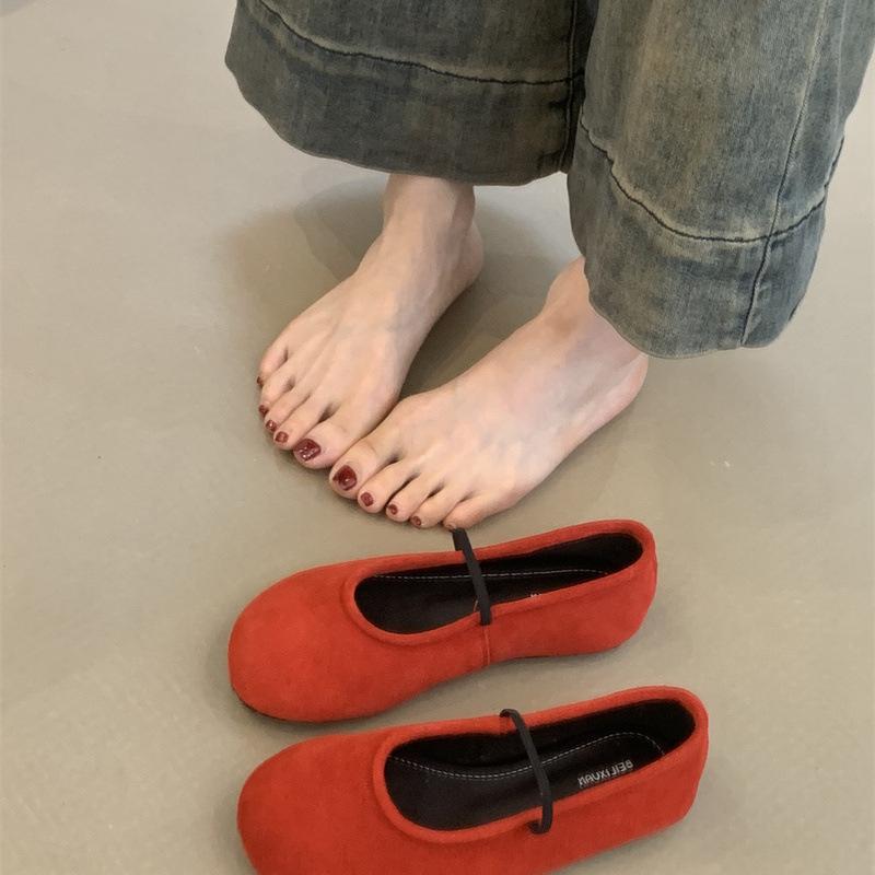 Vintage Mary Jane Shoes Women's 2025 Summer New Mori Women's Literary Matte Cute Round Head Shallow Mouth Beanie Shoes