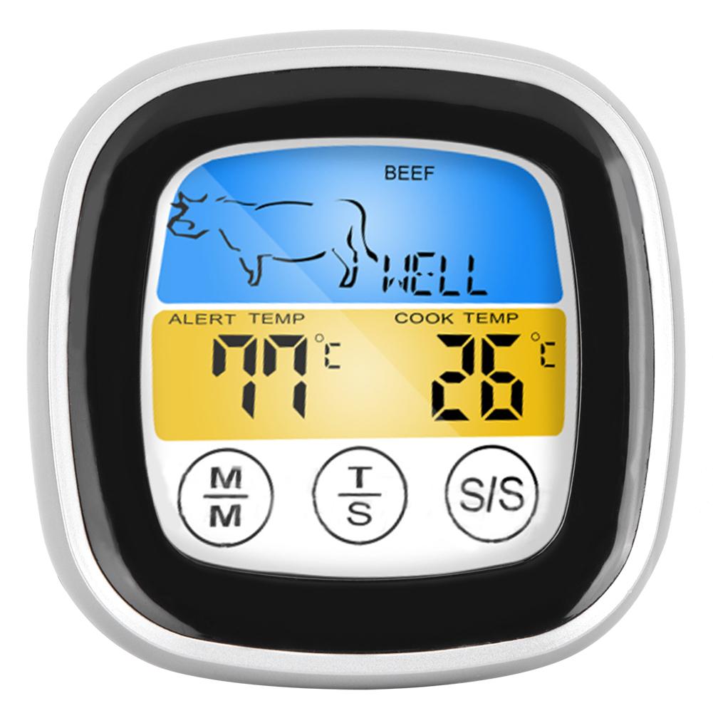 2v1 Digitální kuchyňský teploměr s dotykovou obrazovkou a tester teploty s funkcí časovače