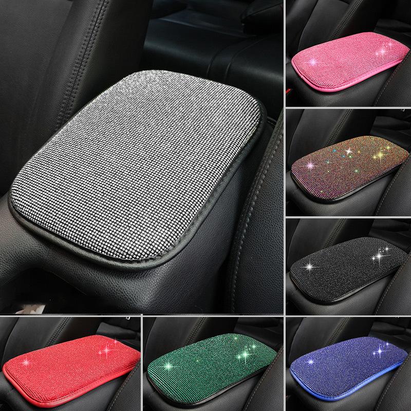 

Подушка на центральну консоль автомобіля Кристал Блінг Чохол-протектор для підлокітника сидіння Універсальна посадка Діамантові аксесуари для декору автомобіля для жінок Pink rhinestone