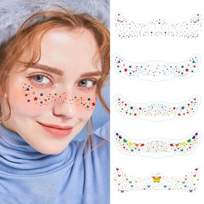 Stickere de Față Festival Curcubeu Decalcomanii Metalice Freckle Inimă Tatuaje Temporare Impermeabile