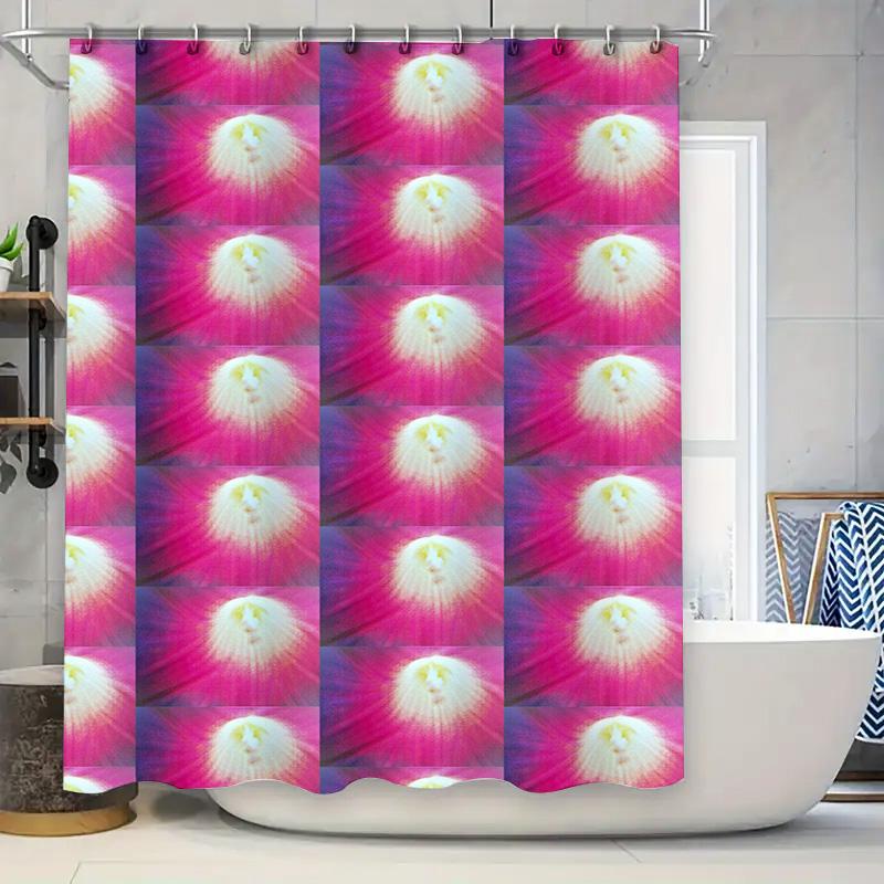 

Pink And White Shower Curtain With Printed Flower Design For Bathroom Decor 3D Printed Fabric, Waterproof, Reusable In Home Acce W60H190(CM)-1 Pcs