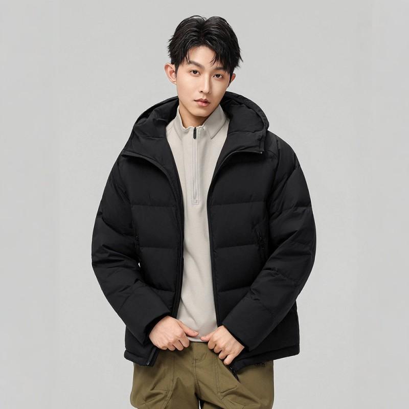 Mens Lightweight Down Jacket Winter Warm Windproof Solid Color Stand Collar Casual Coat