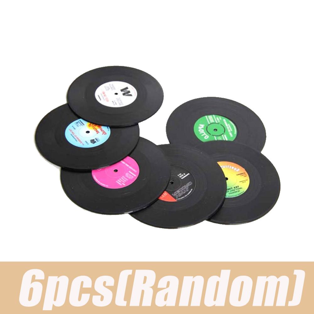 Retro Glass Coaster Set Vinyl Record Drinks Mat Coasters Table Cup Mat Coffee Placemat Pvc Drinks Coaster Kitchen Home Decor
