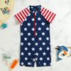 Boys' Stars and Stripes One-Piece Short Sleeve Swimsuit for Independence Day