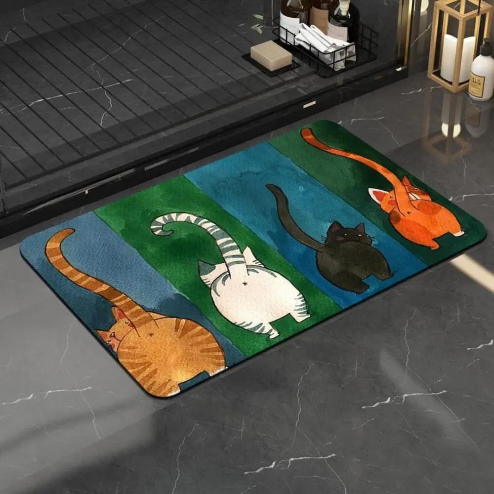 Cute Cat And Dog Door Mat Home Living Room Bedroom Floor Mat Entrance Carpet Non Slip Kitchen Bathroom Rug Doormat 40x60cm