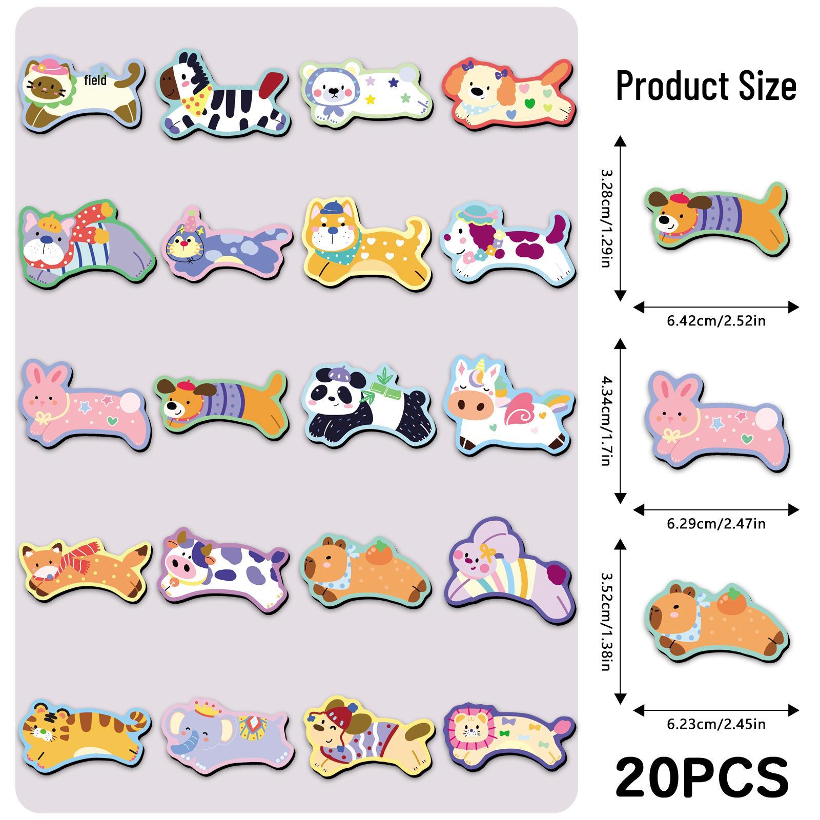 20-Piece Set of Cute Animal Cartoon Waterproof Refrigerator Magnets 5.5-8.5CM