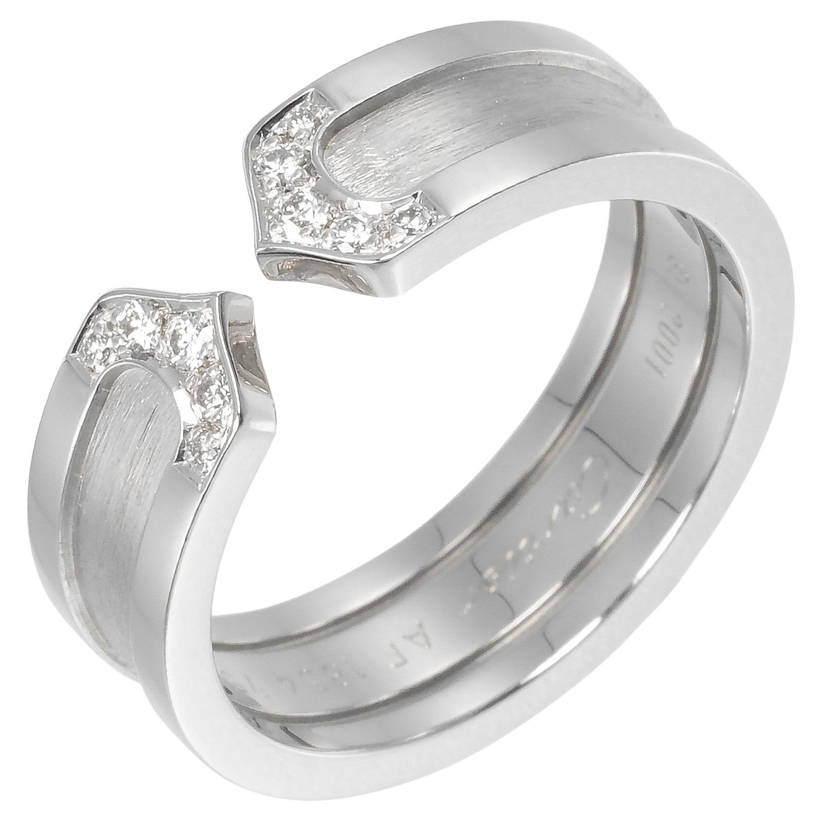 

CARTIER 2C Ring K18 white gold/diamond #7.8(US Size) 8.5g Women Used