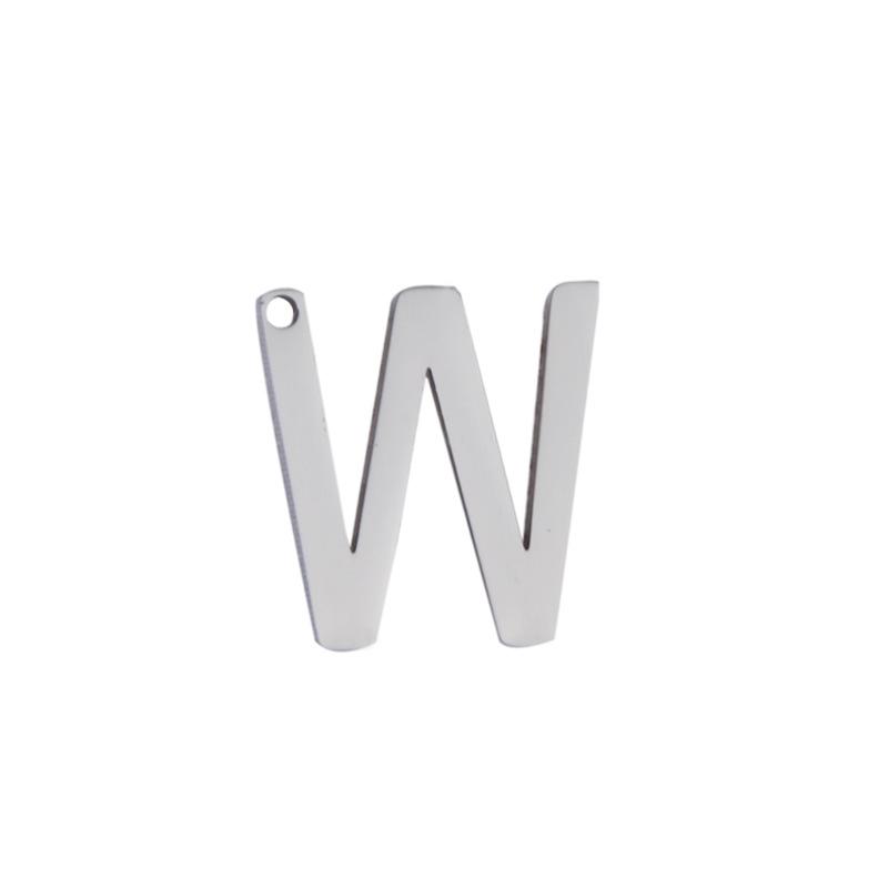 Stainless Steel Hip Hop 'W' Letter Pendant Necklace for Men and Women