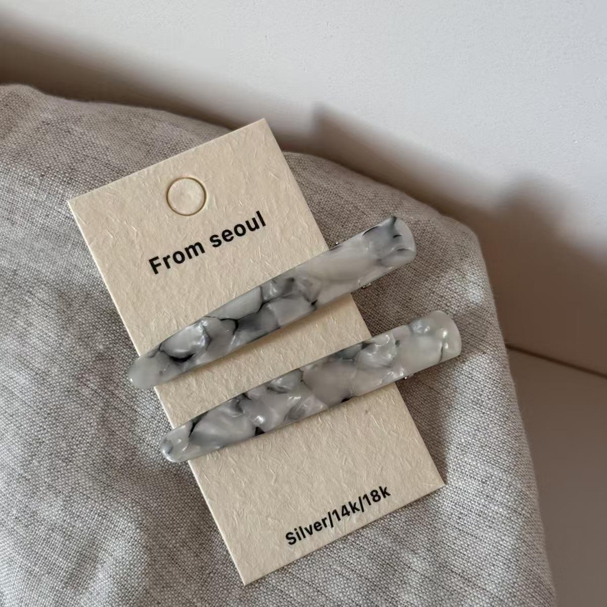 Korean Retro Floral Acetate Hair Clips - Stylish, Simple Bangs & Side Clips