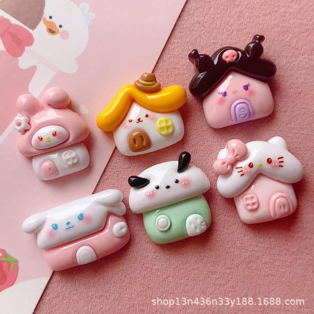 10 Pcs Kawai Bright Surface Cartoon Animal House Series Resin Flat Back Scrapbook Figurine Diy Bow Decor Accessories Crafts A17