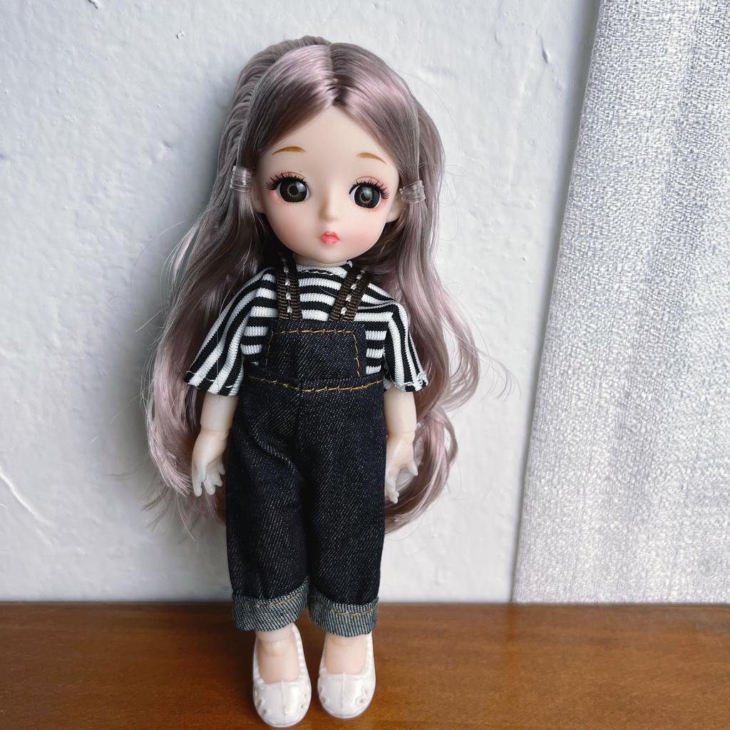 16Cm Bjd Dolls For Girls 1/8 Bjd Doll Diy Toy Doll With Clothes Dress Up Fashion Dolls 13 Movable Joint Baby 3D Big Eyes Munecas