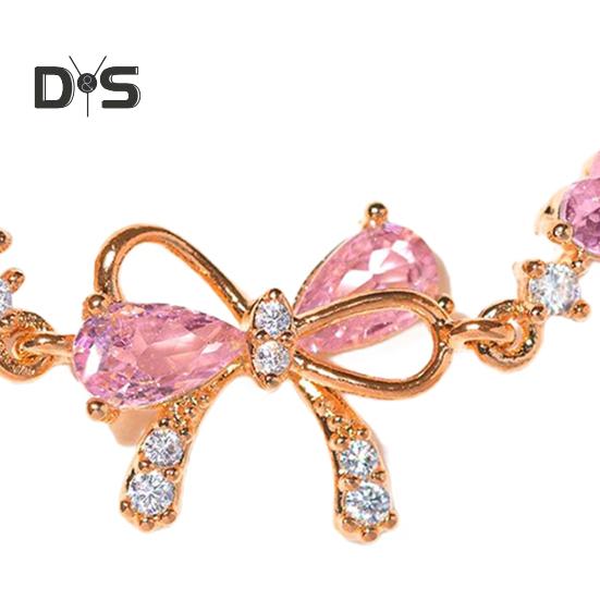 Kvinner Armbånd Sløyfe Hjerte Blomstform Cubic Zirconia Justerbar lengde Bursdag Jubileum Jubileum Gave Håndledd Armring Dame Smykker