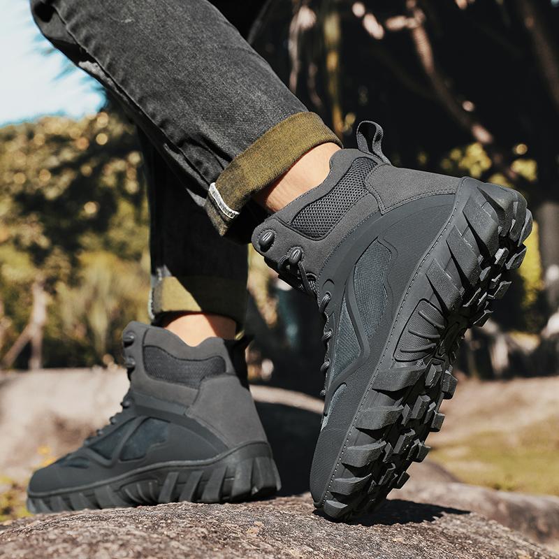 Hiking Shoes Me Outdoor Anti-slip Lace-upThick-soled Durable Ankle Boots Men Casual Comfortable Breathable High-top Boots Men