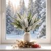 10PCS Snow Flocking Fake Cypress Leaves Plastic Simulation Pine Needle  Party Supplies