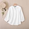 ZANZEA Women Casual Round Neck Solid Color Loose 3/4 Sleeve Blouse