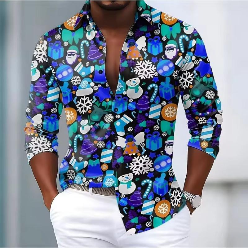 

Christmas Men s Snowman Snowflake Funny Christmas Shirt Button Up Shirt Long Sleeve Funny Outdoor Holiday Spring Fall Turndown 3XL