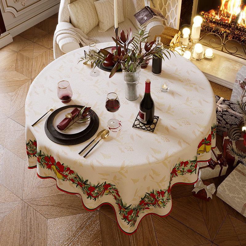 Hochwertige Weihnachts- und Neujahrs-Rundtischdecke für Ess- und Kaffeetische