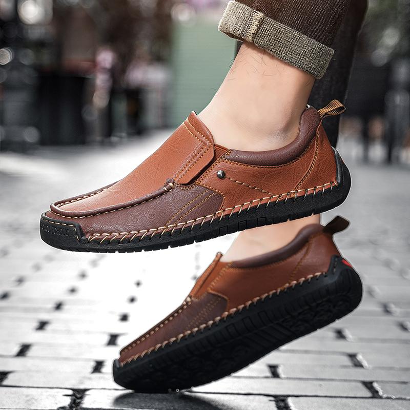 Scarpe casual da uomo in crosta di pelle fatte a mano, comode e traspiranti, mocassini da uomo, scarpe basse da lavoro, scarpe da guida