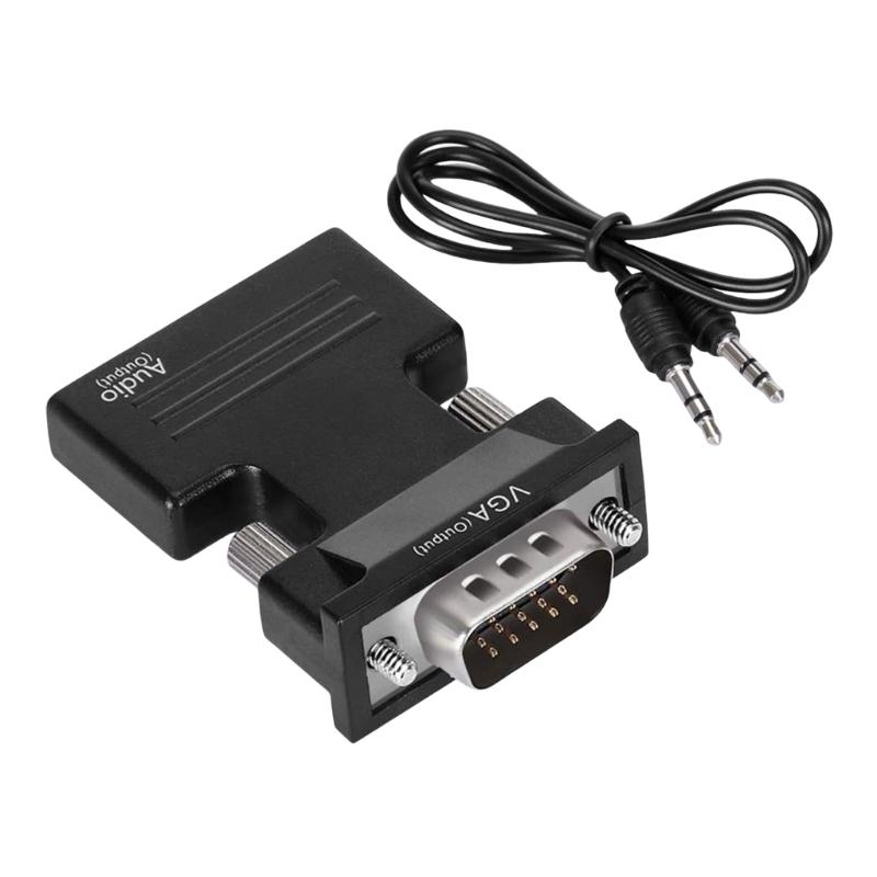 

1080P PC Computer HDTV to VGA Video Converters 3.5mm Sound Female to Male Adapter for Laptop Top Box Monitors Projectors 1
