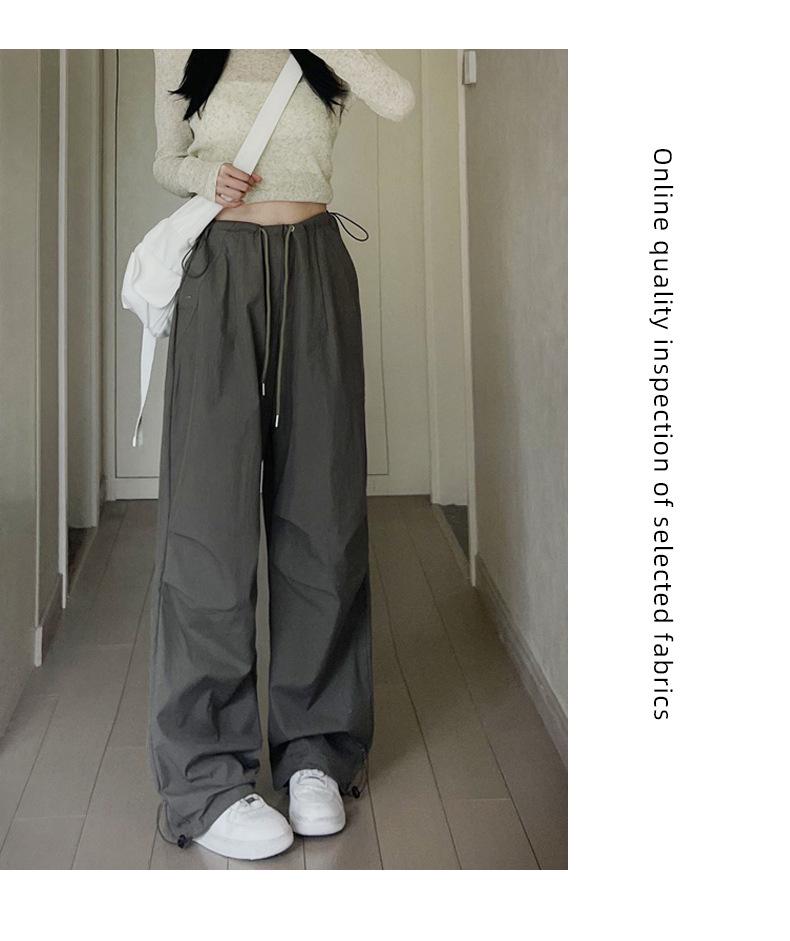 Women's Quick-Dry Military Green Cargo Pants - Spring/Summer Sun Protection, Straight-Leg, Casual Wide-Leg for Sports.