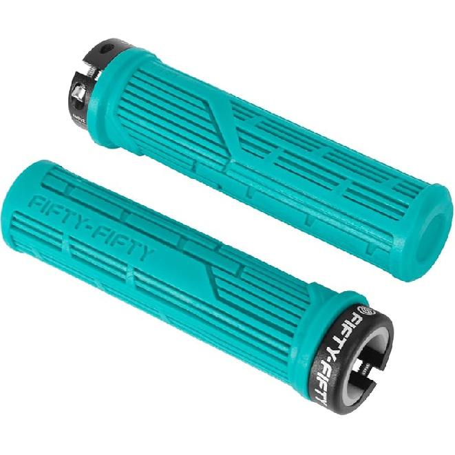FIFTY-FIFTY Mountain Bike Grips, Single Lock-on MTB Handlerbar Grips, Soft and Comfortable, Non-Slip Locking Bicycle Handle for All Mountain, Enduro, бирюзовый