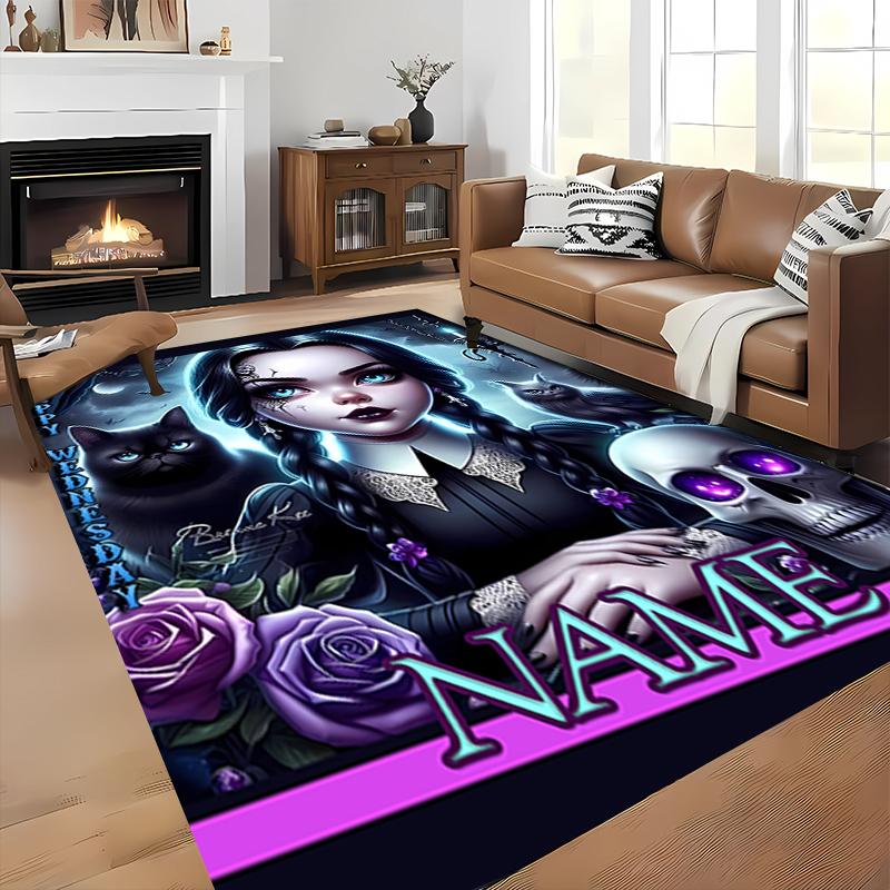 Custom personalization Wednesday Addams Area Rug - Perfect For Kitchen, Bathroom,Laundry Room Decor Large Size Available,Gift All Seasons