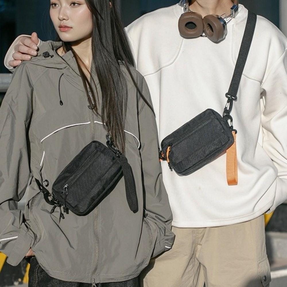 Casual Square Nylon Crossbody Bag Lightweight Adjustable Single Shoulder Bag Solid Color Korean Style Messenger Bag Travel